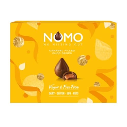 NOMO Caramel Drop Box - Leckere Karamell Pralinen mit cremiger Füllung - Riegel Klassiker Drops - 12 Drops - 100% Vegan, 100% Geschmack - Allergiefreundlich - Nussfrei, Eifrei, Laktosefrei, Glutenfrei von NOMO