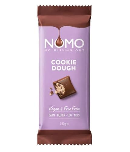 NOMO Cookie Dough Block Tafelschokolade |10 x 150 g | VEGANE Schokolade für Alle | LAKTOSEFREI, GLUTENFREI, EIFREI, NUSSFREI | Allergiker geeignet | NO MISSING OUT von NOMO