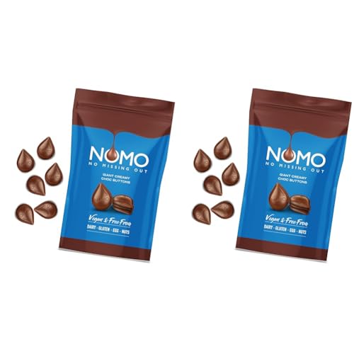 NOMO Giant Buttons Creamy | 110 g | VEGAN | LAKTOSEFREI, GLUTENFREI, EIFREI, NUSSFREI | zertifizierter nachhaltiger und hochwertiger Kakao | Wiederverschließbare Packung (Packung mit 2) von NOMO