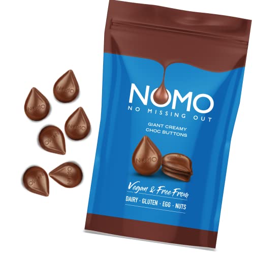 NOMO Giant Buttons Creamy | 110 g | VEGAN | LAKTOSEFREI, GLUTENFREI, EIFREI, NUSSFREI | zertifizierter nachhaltiger und hochwertiger Kakao | Wiederverschließbare Packung von NOMO