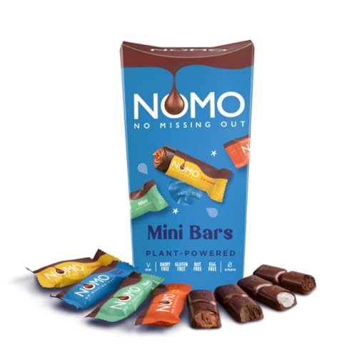 NOMO Hero Box Mixed | 140g | Vegane & Allergiefreie Schokolade | Assortierte Mini-Riegel | Minze, Karamell, Orangen Crunch & Cremige Schokolade | Pflanzlich, Milchfrei, Nussfrei von NOMO