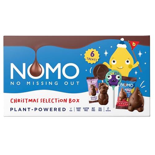 NOMO Kids Selection Box Xmas - 76g - Weihnachtliche Geschenkbox - kleine Aufmerksamkeit - Allergenfrei - Vegan, Glutenfrei, Nussfrei - mit zertifizierter Schokolade von NOMO