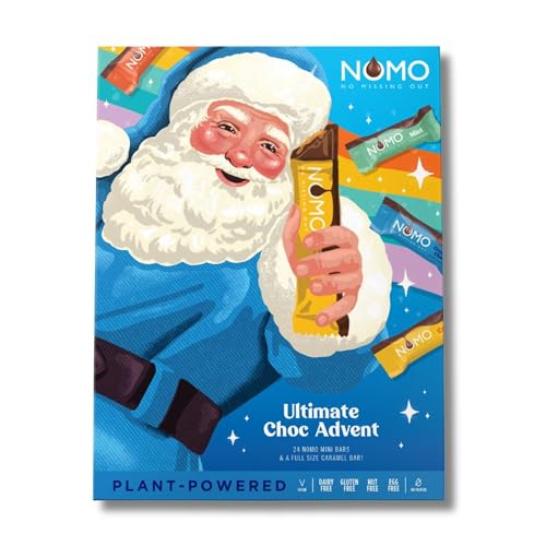 NOMO Mixed Mini Riegel Adventskalender 2024-320g - Allergenfreie Weihnachten - Laktosefrei, Glutenfrei, Nussfrei, Eifrei - Rainforest Alliance Zertifiziert - 100% Vegan von NOMO