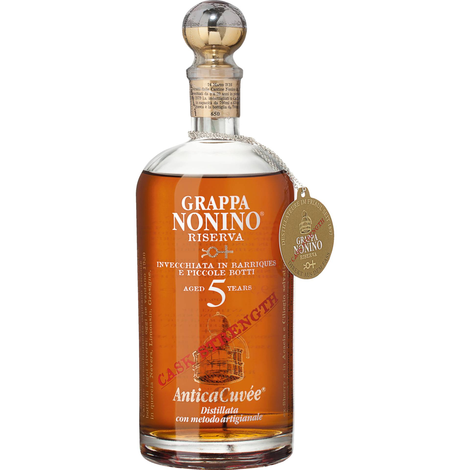 Grappa Nonino Antica Cuvée Riserva Cask Strength, 5 years 0,70 L, 59,9 % Vol., Spirituosen von NONINO distillatori Via Aquileia 104, 33050 Percoto Pavia di Udine, Italia