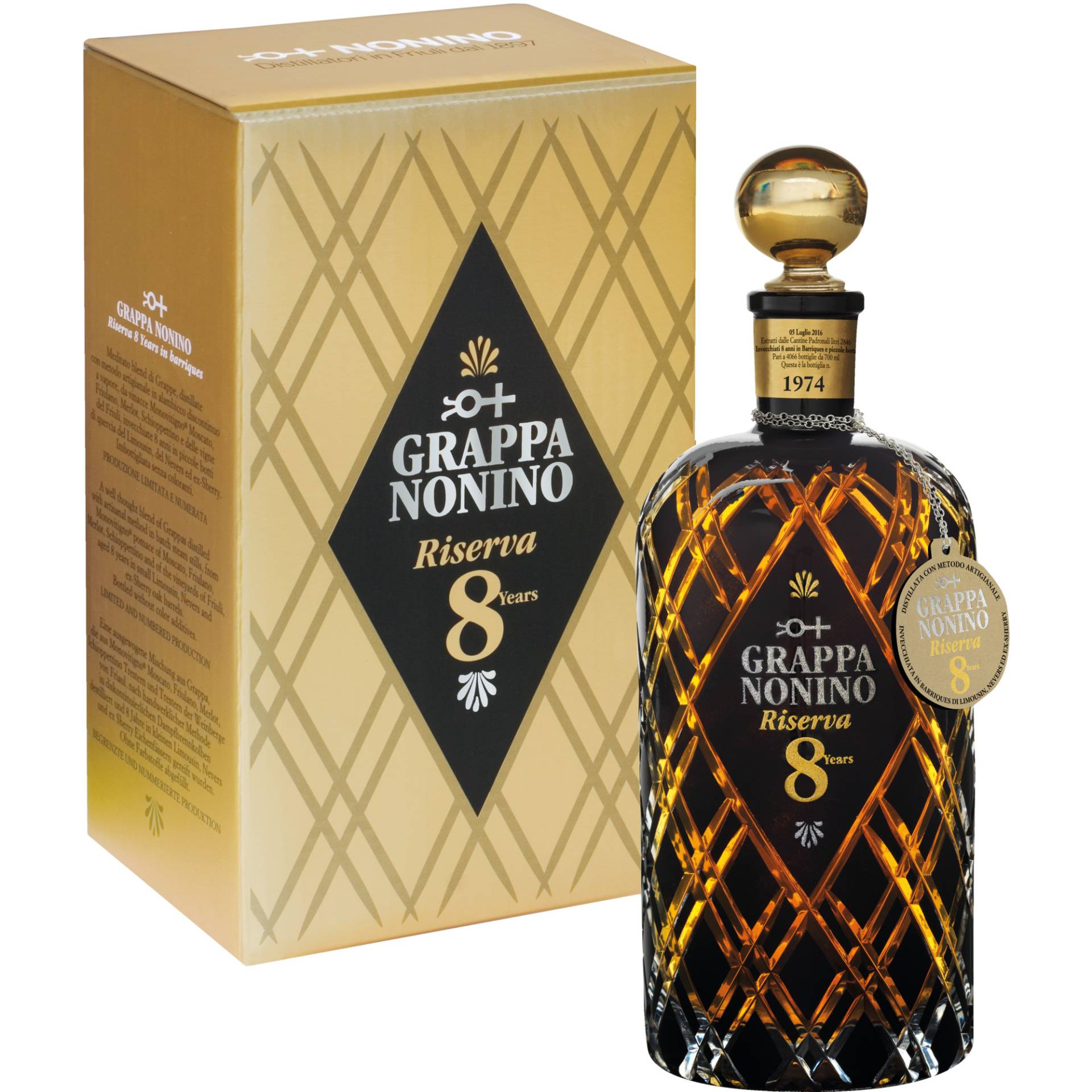 Nonino Grappa Riserva 8 Years, 0,70 L, 43% Vol., in Geschenkbox, Spirituosen von NONINO distillatori Via Aquileia 104, 33050 Percoto Pavia di Udine, Italia