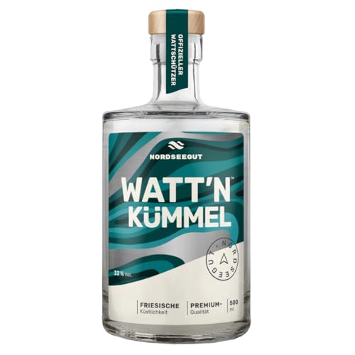 NORDSEEGUT WATT`N KÜMMEL 0,5L mit edler Geschmacks-Note - Nordsee Kümmel Schnaps mit 32% Vol. für echte Nordsee Fans - Hochwertiger Kümmelschnaps von NORDSEEGUT