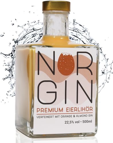 NORGIN Eierlikör | Premium Eierlikör mit Gin | Himmlisch cremiger Eierlokör mit Orange-Marzipan Geschmack | Feinster Eierlikör von der Norddeutschen Küste | 500 ml exklusiver Eierlikör von NORGIN