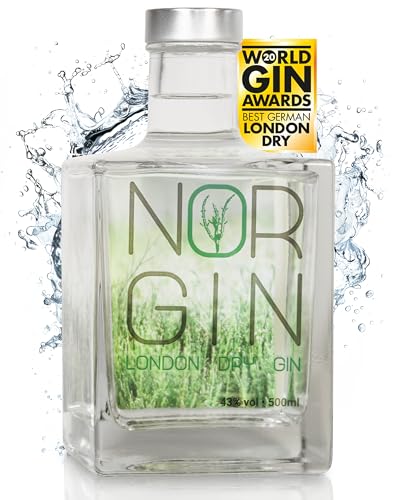 NORGIN London Dry Gin | Premium Gin mit 18 ausgewählten Botanicals | Würzig komplexer Gin mit Queller vom Wattenmeer | Feinster Gin von der Norddeutschen Küste | 500 ml exklusiver Salzwiesen Gin von NORGIN