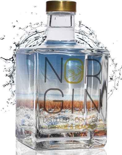 NORGIN Orange & Almond Dry Gin | Premium Gin mit 18 ausgewählten Botanicals | Wohlig warmer Gin mit Orange und Bittermandel | Feinster Gin von der Norddeutschen Küste | 500 ml Distilled Gin von NORGIN