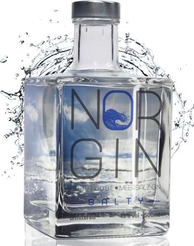 NORGIN Salty | Premium Gin mit 18 ausgewählten Botanicals | Nordisch salziger Gin mit Queller | Feinster Gin von der Norddeutschen Küste | 500 ml exklusiver Meersalz Gin von NORGIN