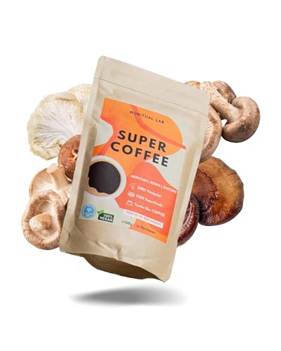 SuperCoffee - Mushroom Coffee mit Lions Mane, Reishi & MCT Pulver - 3 Vitalpilze & 4 Superfoods - 100% Natürlich & Vegan - Made in Germany - 168g von NORITUAL LAB