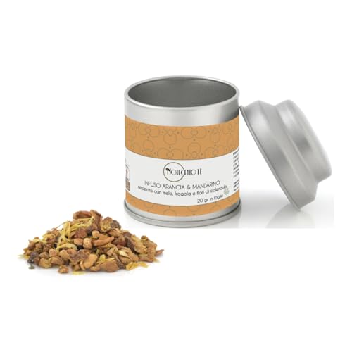 Novecento Tè® | Aufguss aus Orangen- und Mandarinenblättern – 20 g | Mandarinen-Kräutertee | Fruchtige Mischung aus Zitrusfrüchten, Äpfeln und Erdbeeren in loser Mignon-Metalldose von NOVECENTO TE'