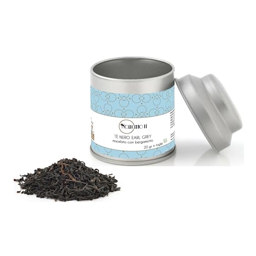 Novecento Tè® | Earl Grey Schwarztee | Bergamotte-Schwarzteemischung - 20 Gr | Earl Grey Tee lose Blatt | Schwarzer Tee & Bergamotte Aroma Tin Mignon Metal von NOVECENTO TE'