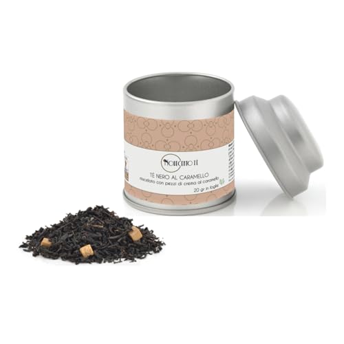 Novecento Tè® | Schwarzer Tee und Karamellblätter - 20 Gr | Karamellcreme Schwarztee | Mischung aus schwarzem Tee mit losem Karamell in Mignon-Metalldose von NOVECENTO TE'