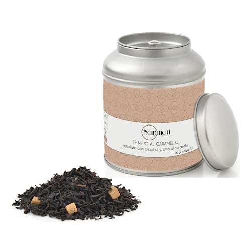 Novecento Tè® | Schwarzer Tee und Karamellblätter - 90 Gr | Karamellcreme Schwarztee | Mischung aus schwarzem Tee mit losem Karamell in Metalldose von NOVECENTO TE'