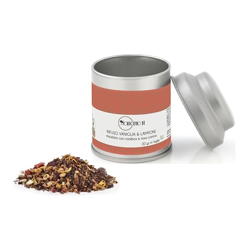 Novecento Tè® | Vanille- und Himbeeraufguss | Rooibos Vanille Himbeeren Hibiskusblätter - 20 Gr | Rooibos-Rottee-Aufguss | Mischung aus Rooibos-Früchten und Blütenblättern von NOVECENTO TE'