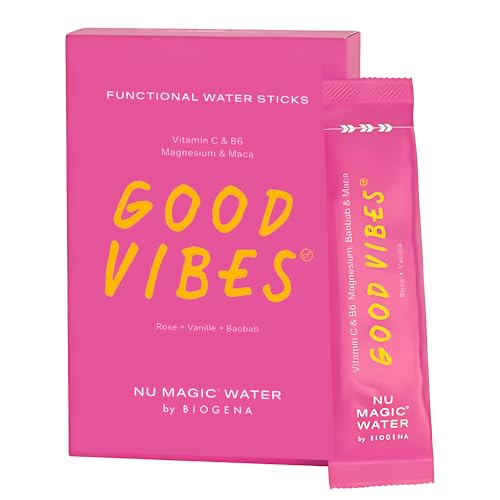 Nu Magic® Water by BIOGENA ‘Good Vibes’ Only – Funktionelle Wassersticks mit Vitamin C und B6, Magnesium und Maca 54g (12x4,5g) von NU MAGIC WATER