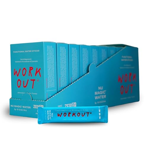 Nu Magic Water von BIOGENA ‘Workout’ – Funktionelle Wassersticks mit Zink, Magnesium, ausgewählten Aminosäuren und Quercetin – 590 g (10 x 59 g) von NU MAGIC WATER