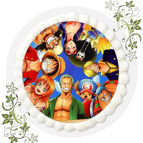 Fondant Tortenbild, Zuckerbild Essbares Foto für Torten, Tortenaufleger Ø 20cm - One Piece Nr. 1 von NUGOYA