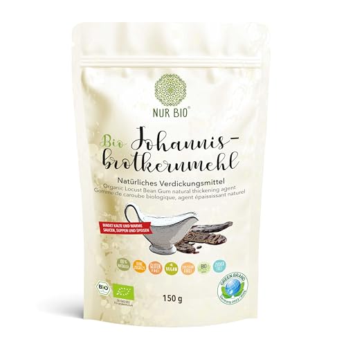 NUR BIO® Bio Johannisbrotkernmehl 150g natürliches Verdickungsmittel Ei-Ersatz glutenfrei Backen Kochen perfektes Eis von NUR BIO