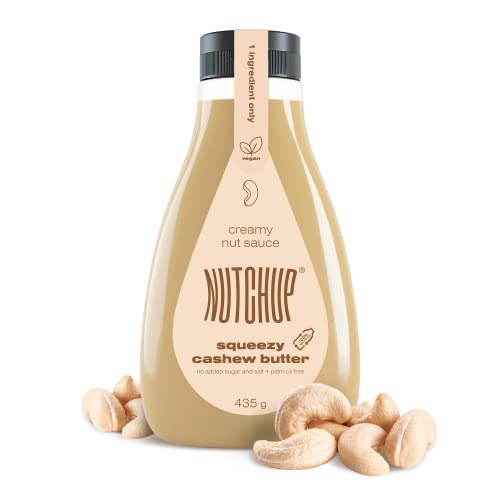 NUTCHUP | Die erste gepresste Cashewbutter | Leckeres Cremiger Nussbelag, Nuss-Topping | Soße für Pfannkuchen, Waffeln, Eiscreme, Pizza | 435g Flasche (Cashew) von NUTCHUP