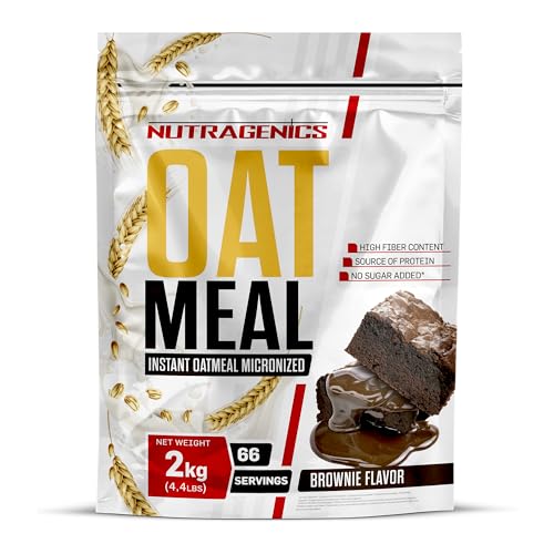 NUTRAGENICS Instant Oatmeal - 2 kg - Instant Oats - Hafermehl - Mikronisiert - Reich an Ballaststoffen - Ohne Zuckerzusatz - Quelle für Proteine und Kohlenhydrate (2 kg, Brownie) von NUTRAGENICS