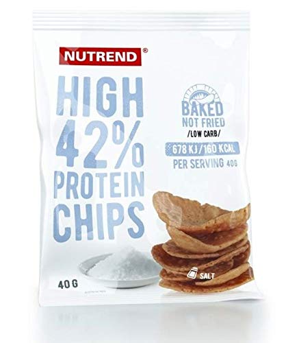 Nutrend 6 CHIPS packen PROTEIN 6x40g SALT Flavor hohen Gehalt an pflanzlichem Protein, gebacken, Sojaproteinisolat enthält, zerquetschten Bohnen, Kartoffelflocken, Kartoffelstärke, Sonnenblumenöl und Salz von NUTREND