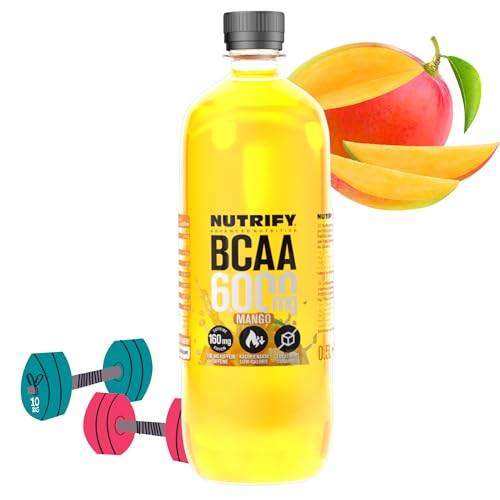 NUTRIFY 4.000 mg BCAA Drink Mango, inkl. Pfand, EINWEG 18 x 500ml Hochleistungsgetränk mit 160mg Koffein, Pre-Workout Booster, Ohne Zucker von NUTRIFY