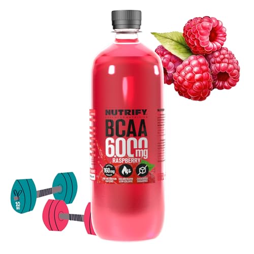 NUTRIFY 4.000 mg BCAA Drink Raspberry, inkl. Pfand, EINWEG 18 x 500ml Hochleistungsgetränk mit 160mg Koffein, Pre-Workout Booster, Ohne Zucker von NUTRIFY