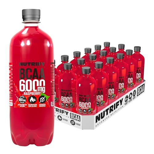 NUTRIFY 4.000mg BCAA Energy Drink Raspberry 36 x 500ml Getränk mit 160mg Koffein, Vitaminen, Aminosäuren, Pre-Workout Booster - zuckerfrei, vegan von NUTRIFY