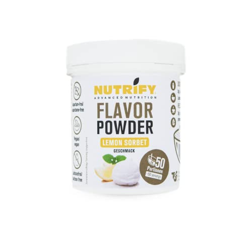 NUTRIFY Advanced Nutrition Lemon Sorbet Flavor Powder 150 g, Aromapulver mit Zitronen Sorbetgeschmack und 7,5 kcal pro Portion, Vegan, Laktosefrei, Glutenfrei von NUTRIFY