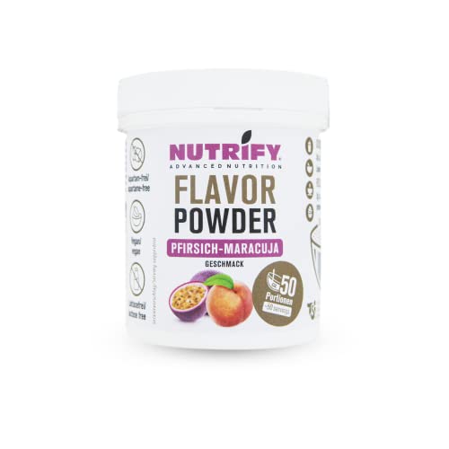 NUTRIFY Advanced Nutrition Peach Maracuja Flavor Powder 150 g, Aromapulver mit Pfirsich-Maracujageschmack und 7,5 kcal pro Portion, Vegan, Laktosefrei, Glutenfrei von NUTRIFY