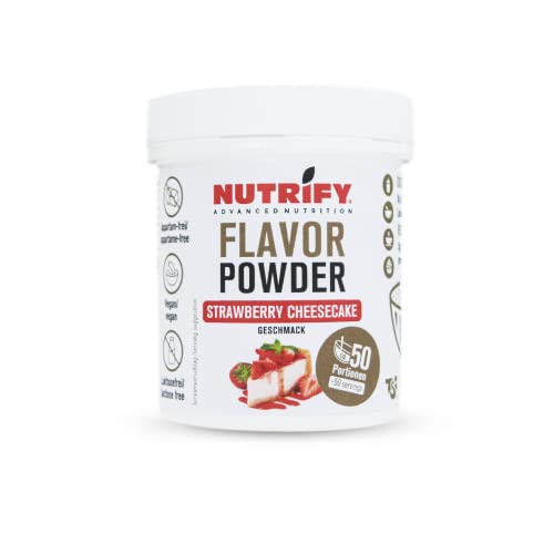 NUTRIFY Advanced Nutrition Strawberry Cheesecake Flavor Powder 150 g, Aromapulver mit Erdbeer-Käsekuchengeschmack und 7,5 kcal pro Portion, Vegan, Laktosefrei, Glutenfrei von NUTRIFY