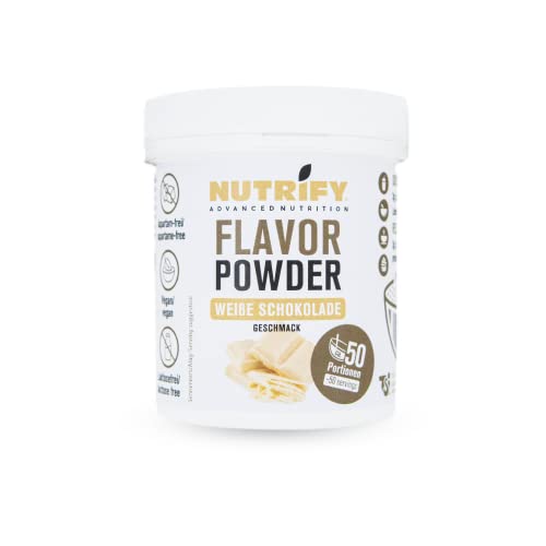 NUTRIFY Advanced Nutrition White Chocolate Flavor Powder 150 g, Aromapulver mit Weißer Schokoladengeschmack und 7,5 kcal pro Portion, Vegan, Laktosefrei, Glutenfrei von NUTRIFY