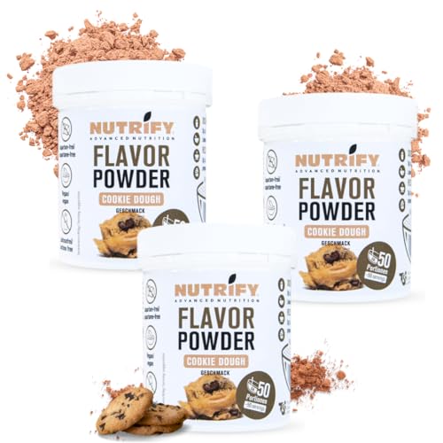 NUTRIFY Flavour Powder 3x150g, Geschmackspulver Cookie Dough - kalorienreduziert und ballaststoffreich, nur 5.81 kcal pro Portion, Zum Süßen, Backen & Verfeinern von Lebensmitteln, 3er Set von NUTRIFY