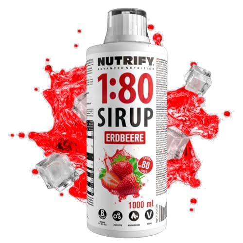 NUTRIFY Vital Fitness Drink 1:80 Sirup 6 x 1L - Erdbeere, Getränkekonzentrat mit Vitaminen und L-Carnitin zuckerfrei - ergibt 480 Liter Sportgetränk kalorienarm 6 x 1000 ml von NUTRIFY