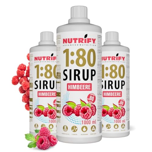 NUTRIFY Vital Fitness Drink 1:80 Sirup 6 x 1L Himbeere, Getränkekonzentrat mit Vitaminen L-Carnitin zuckerfrei - ergibt 480L Sportgetränk kalorienarm 6er Pack x 1000ml von NUTRIFY