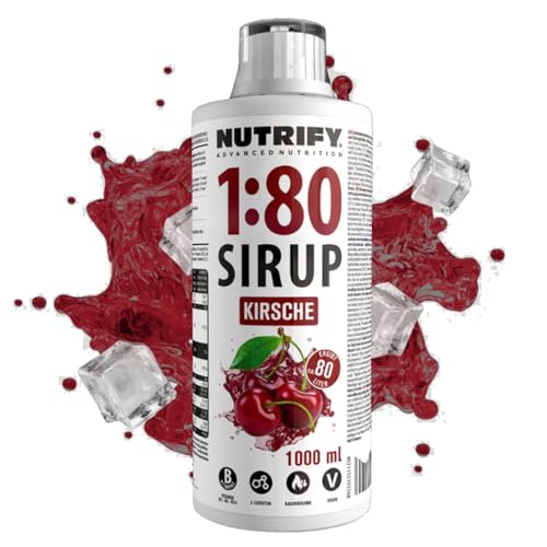 NUTRIFY Vital Fitness Drink 1:80 Sirup 6 x 1L - Kirsche, Getränkekonzentrat mit Vitaminen, L-Carnitin zuckerfrei - ergibt 480 Liter Sportgetränk kalorienarm 6 x 1000ml von NUTRIFY