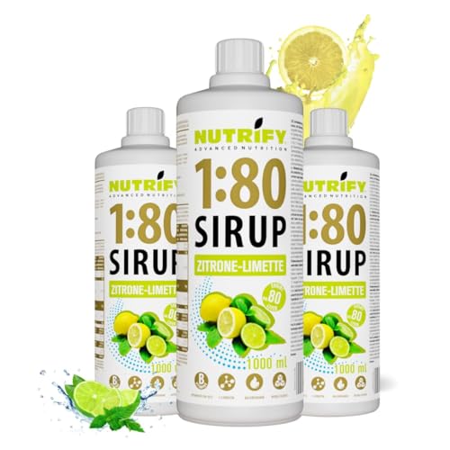 NUTRIFY Vital Fitness Drink 1:80 Sirup 6 x 1L - Zitrone-Limette, Getränkekonzentrat mit Vitaminen, L-Carnitin zuckerfrei - pro Flasche ergibt 80 Liter Sportgetränk kalorienarm 6er Pack von NUTRIFY