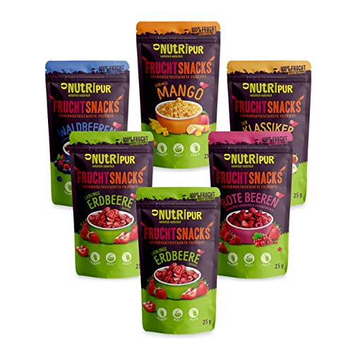 Gefriergetrocknete Früchte 6er Set - getrocknete Früchte ungezuckert - Ungezuckert & 100% Frucht - Fruchtmix mit vollem Geschmack - NutriPur von NUTRIPUR