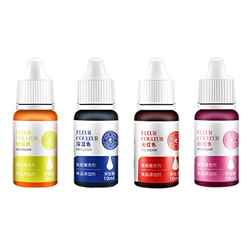 4/12/6 Stück 10 ml Lebensmittelfarben-Set, Kuchendekorationswerkzeuge, essbare Pigmente für Gebäck, Backen, Lebensmittelfarbstoffe, Kuchenzubehör von NVOQILIN