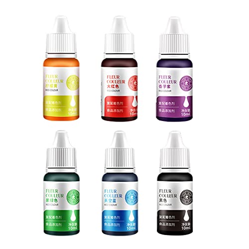 4/12/6 Stück 10 ml Lebensmittelfarben-Set, Kuchendekorationswerkzeuge, essbare Pigmente für Gebäck, Backen, Lebensmittelfarbstoffe, Kuchenzubehör von NVOQILIN