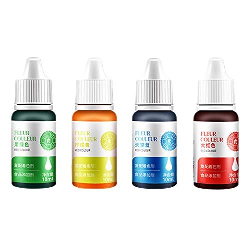 NVOQILIN 4/12/6 Stück 10 ml Lebensmittelfarben-Set, Kuchendekorationswerkzeuge, essbare Pigmente für Gebäck, Backen, Lebensmittelfarbstoffe, Kuchenzubehör von NVOQILIN