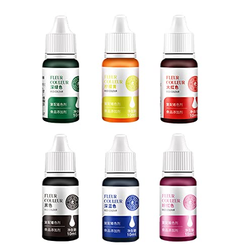 NVOQILIN 4/12/6 Stück 10 ml Lebensmittelfarben-Set, Kuchendekorationswerkzeuge, essbare Pigmente für Gebäck, Backen, Lebensmittelfarbstoffe, Kuchenzubehör von NVOQILIN