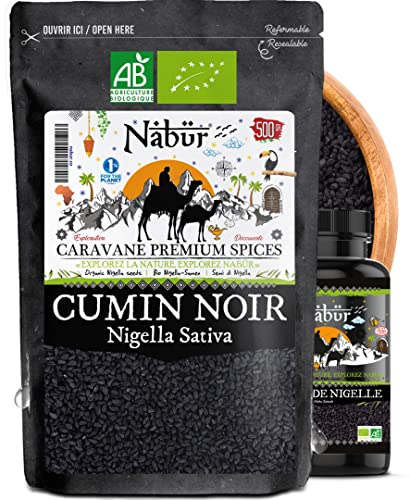 Nabür - Bio Schwarzkümmel 500gr | Samen ganz Ägyptisch Nigella Sativa - Frankreich Kontrolliert (FR-BIO-01) von Nabür