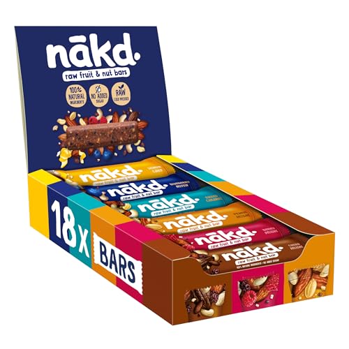 Nakd. Variety Pack Neue Mischung | Kaltgepresste Riegel aus Früchten & Nüssen | 100% Natürliche Zutaten | Ohne Zusatz von Zucker | Vegan | Glutenfrei & Ohne Milch | 18 x 35g | 630g von Nakd