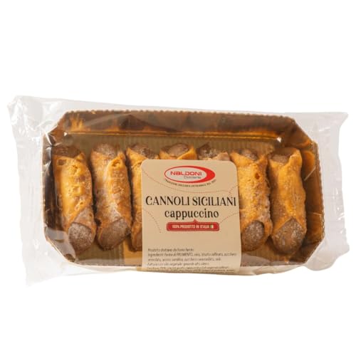 Naldoni Cannoli Siciliani Crema Cappuccino, sizilianische Gebäckröllchen gefüllt mit Creme Cappuccino, 200 g von Naldoni