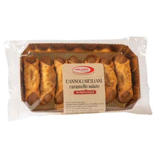 Naldoni Cannoli Siciliani Crema Caramello Salato, sizilianische Gebäckröllchen gefüllt mit gesalzener Karamell-Creme, 200 g von Naldoni