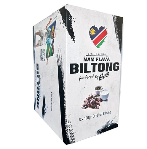 Nam Flava - Geschenkbox Original Biltong aus Namibia - 0,6 kg (12x50 g) - Beef Jerky, Trockenfleisch, viel Protein von Nam Flava