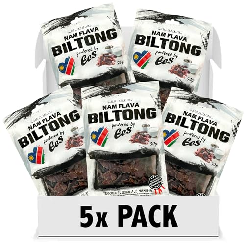 Nam Flava - Original Biltong aus Namibia - 250g (5x50 g) - Beef Jerky, Trockenfleisch, viel Protein von Nam Flava